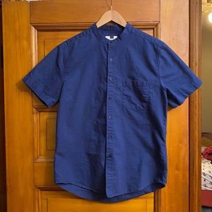 Collarless Button-Up Shirt